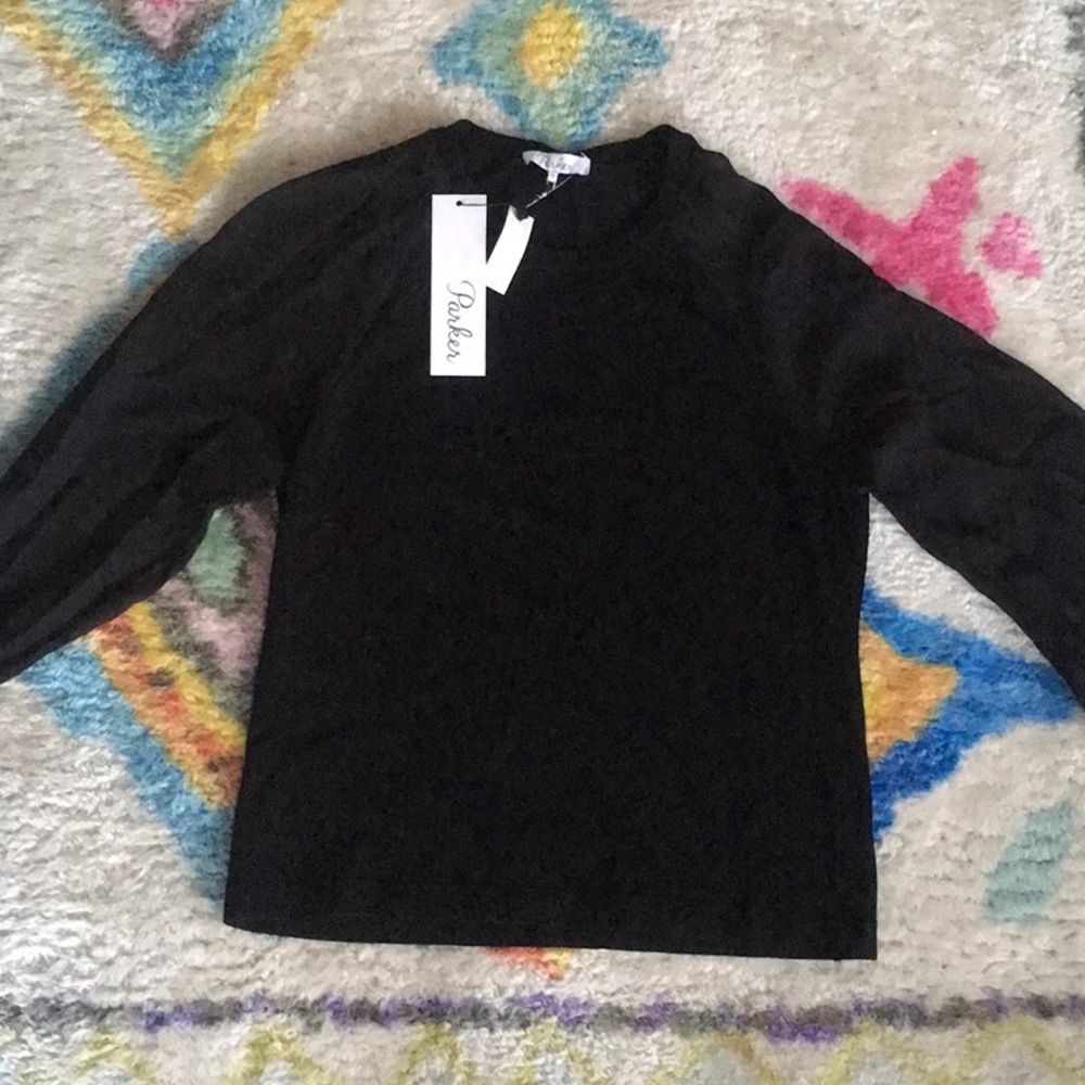 Parker top with sheer sleeve